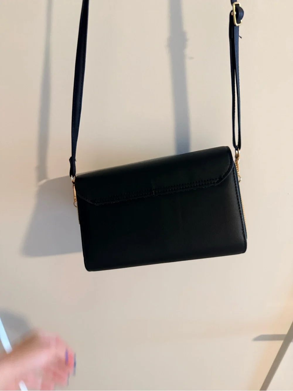 Forever Young Black Crossbody Purse with Gold Accent